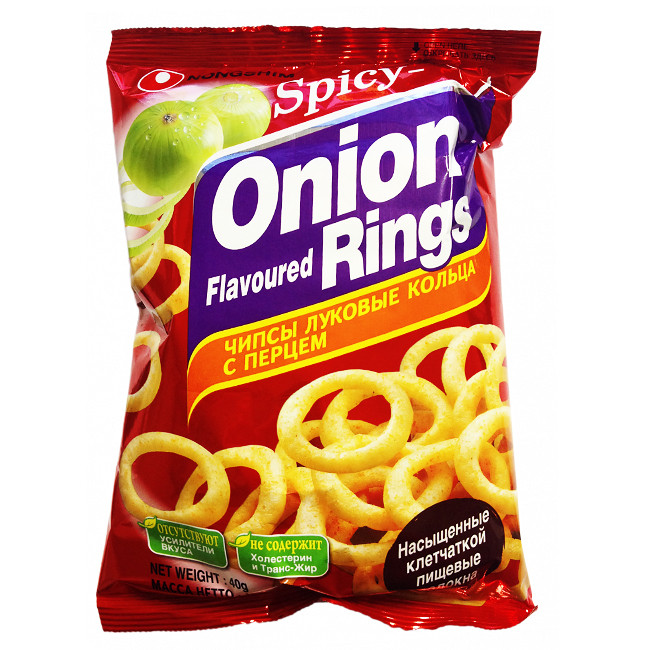 Чипсы луковые кольца с перцем Nongshim, 40 гр