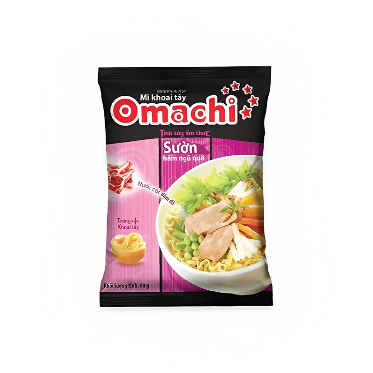 Лапша б/п Omachi со вкусом ребрышек, 80 гр