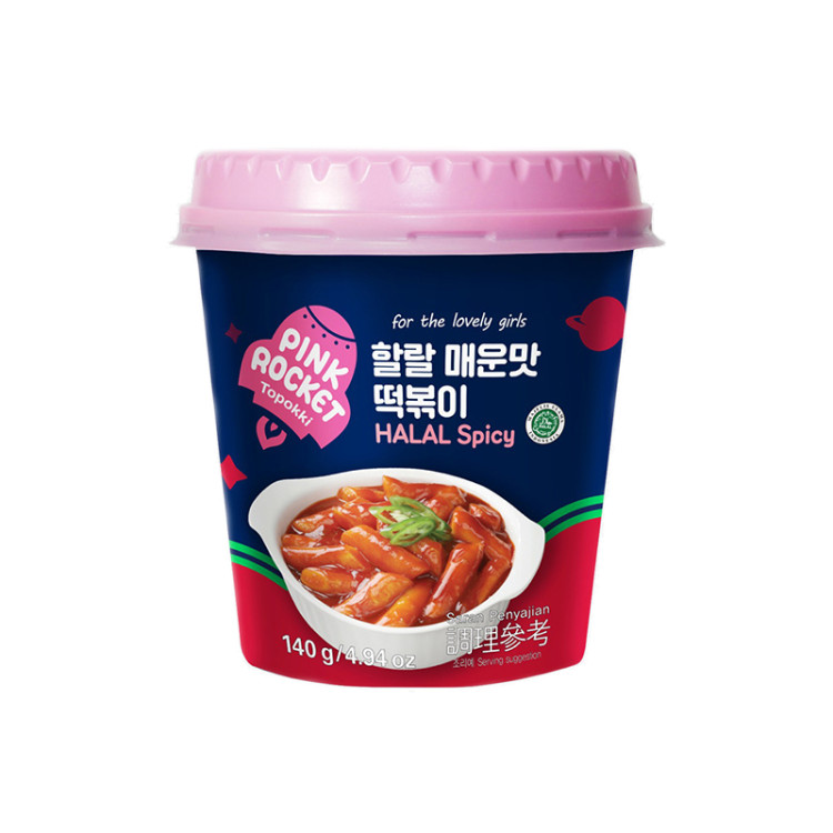 Рисовые палочки Токпокки Pink Rocket с острым соусом, 120 г