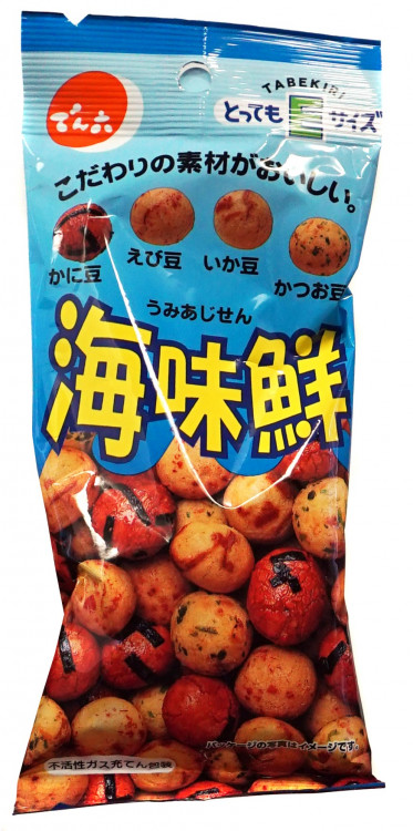 Арахис со вкусом креветки, краба, кальмара и тунца DENROKU, 41- 50 гр