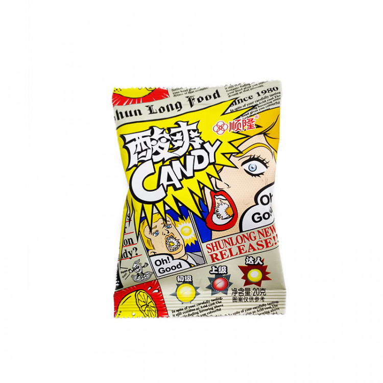 Конфеты кислые Девушка Candy лимон, 20 гр
