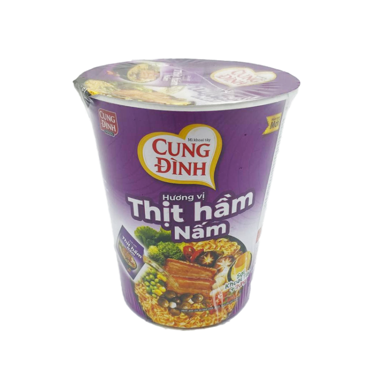 Лапша б/п Cung Dinh с тушеной свининой и грибами, стакан, 65 г