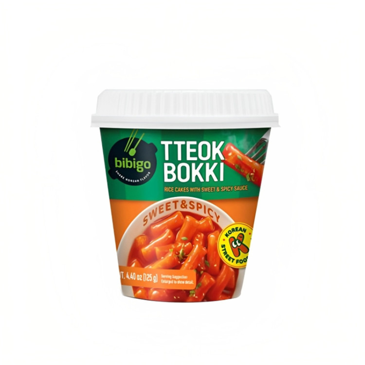 Рисовые палочки Токпокки в остро-сладком соусе Бибиго, стакан 125 г