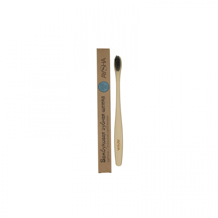 Зубная щетка бамбуковая угольная Ааша Хербалс мягкая