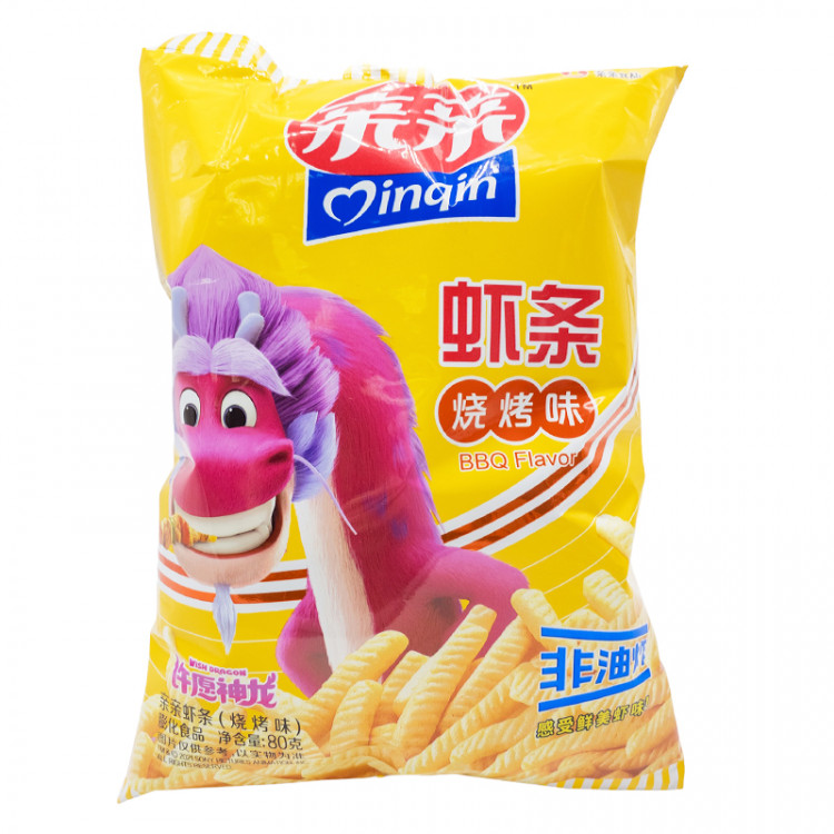 Крекеры со вкусом креветок и барбекю Qinqin, 80 гр