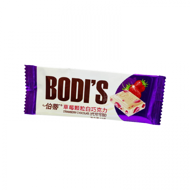 Батончик белый шоколади клубника Bodi`s, 10 г